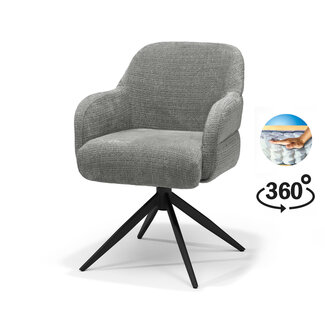 RV Design Armstoel Austin Cremona 93 Donkergrijs | Zwarte Draaivoet | 360° Draaibaar