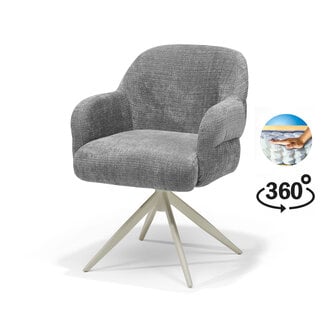 RV Design Armstoel Austin Cremona 93 Donkergrijs | Beige Draaivoet | 360° Draaibaar