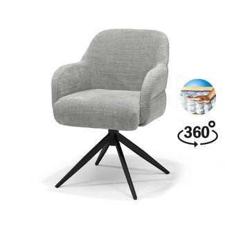 RV Design Armstoel Austin Cremona 85 Lichtgrijs | Zwarte Draaivoet | 360° Draaibaar
