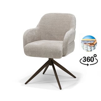 RV Design Armstoel Austin Cremona 04 Natural | Anodic Brown Draaivoet | 360° Draaibaar