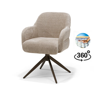 RV Design Armstoel Austin Cremona 14 Beige | Anodic Brown Draaivoet | 360° Draaibaar