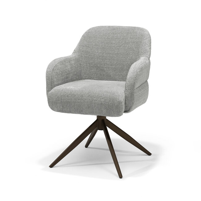 RV Design Armstoel Austin Cremona 85 Lichtgrijs | Anodic Brown Draaivoet | 360° Draaibaar