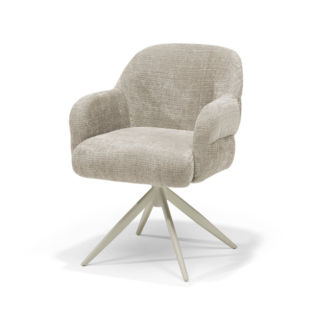 RV Design Armstoel Austin Cremona 02 Ecru | Beige Draaivoet | 360° Draaibaar