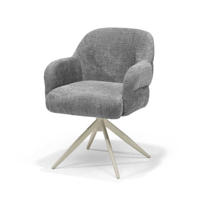 RV Design Armstoel Austin Cremona 93 Donkergrijs | Beige Draaivoet | 360° Draaibaar