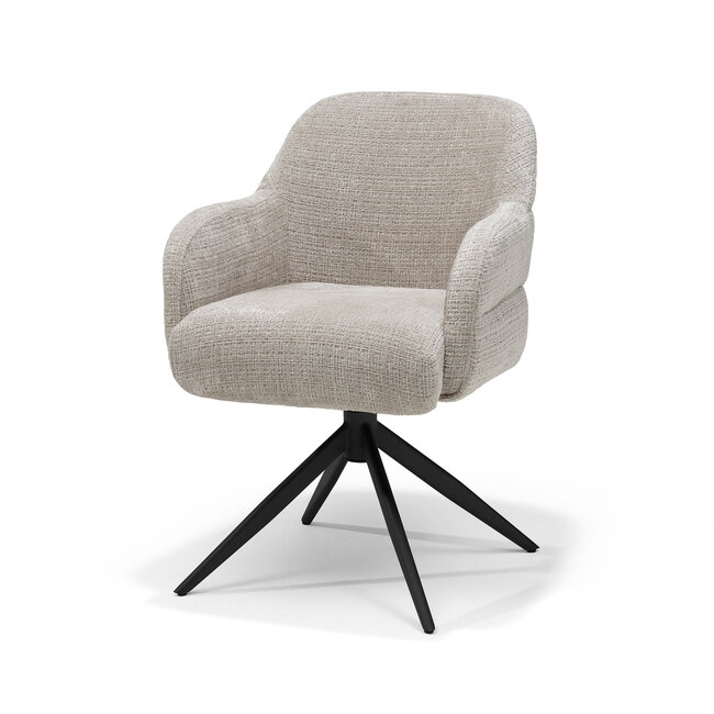 RV Design Armstoel Austin Cremona 04 Natural | Zwarte Draaivoet | 360° Draaibaar