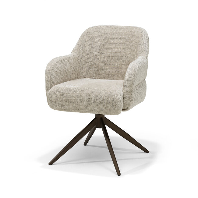RV Design Armstoel Austin Cremona 02 Ecru | Anodic Brown Draaivoet | 360° Draaibaar