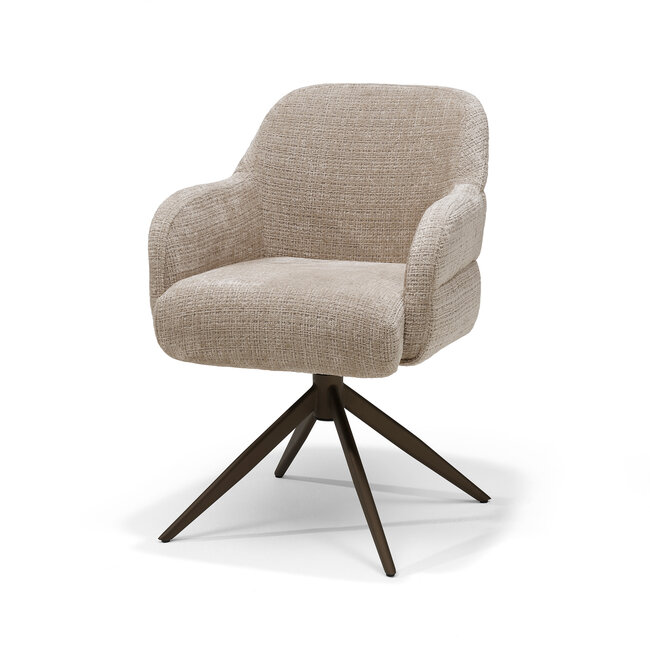 RV Design Armstoel Austin Cremona 14 Beige | Anodic Brown Draaivoet | 360° Draaibaar