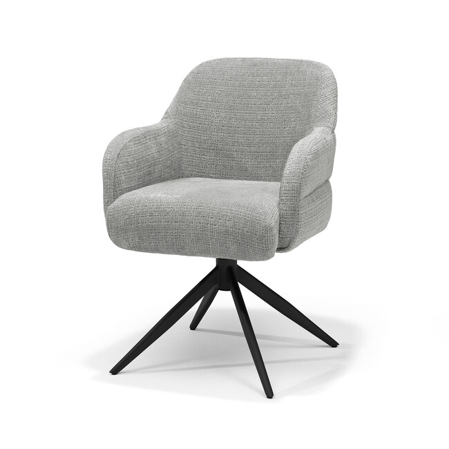 RV Design Armstoel Austin Cremona 85 Lichtgrijs | Zwarte Draaivoet | 360° Draaibaar