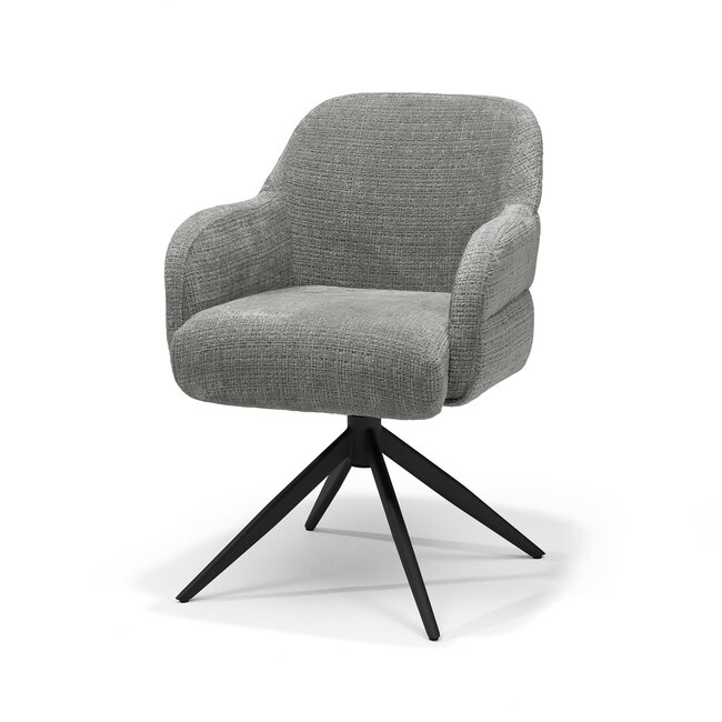 RV Design Armstoel Austin Cremona 93 Donkergrijs | Zwarte Draaivoet | 360° Draaibaar