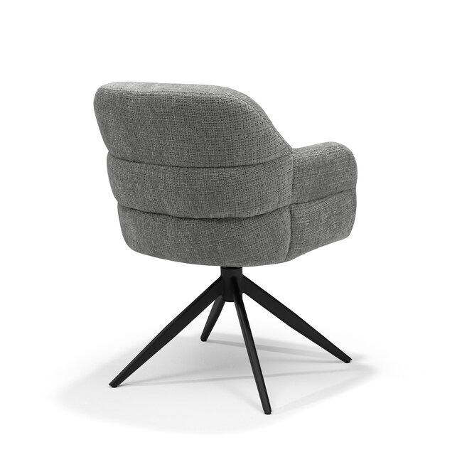 RV Design Armstoel Austin Cremona 93 Donkergrijs | Zwarte Draaivoet | 360° Draaibaar