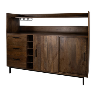 Brooz Barkast 160 Mango Brown Walnut | 2 Schuifdeuren & 3 Lades