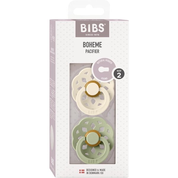 Bibs BIBS BOHEME - Pacifier -Maat 2 Fopspeen - 2 stuks - Ivory / Sage