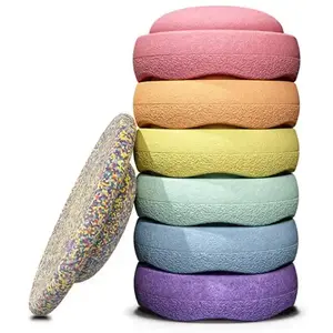 Stapelstein Regenboog rainbow pastel Bundel 6 Stapelstenen + Balance Board
