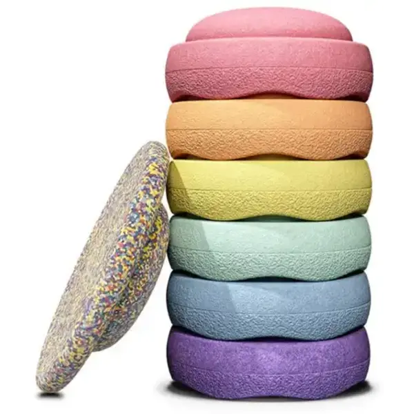 Stapelstein  Stapelstein Regenboog rainbow pastel Bundel 6 Stapelstenen + Balance Board