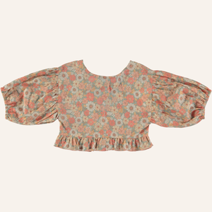Tocoto Vintage meisjesshirt sleeve blouse  with flower print