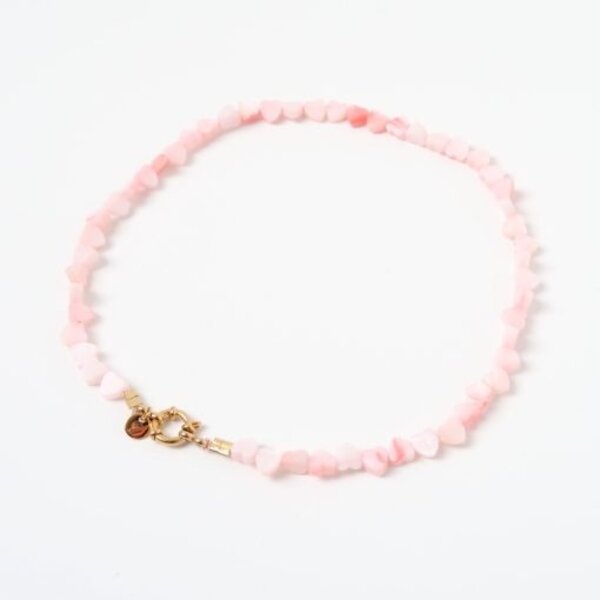 LOVEissue  LOVEissue moeder en kinderketting Seashelly hearts pink