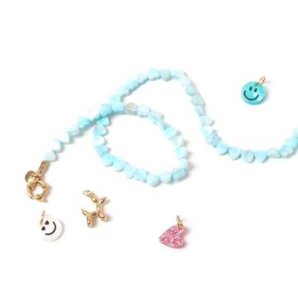 LOVEissue  LOVEissue moeder en kinderketting Seashelly hearts blue