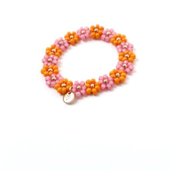 LOVEissue  LOVEissue armband daisy | Elastic orange, pink