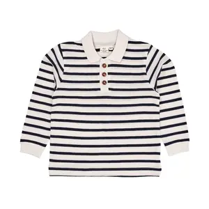 Copenhagen Colors gestreepte pique polo navy/cream