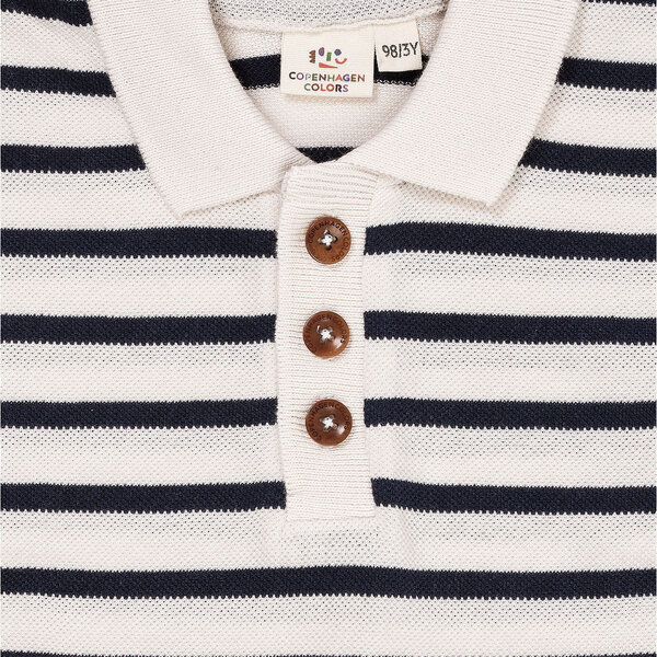 Copenhagen Colors Copenhagen Colors gestreepte pique polo navy/cream