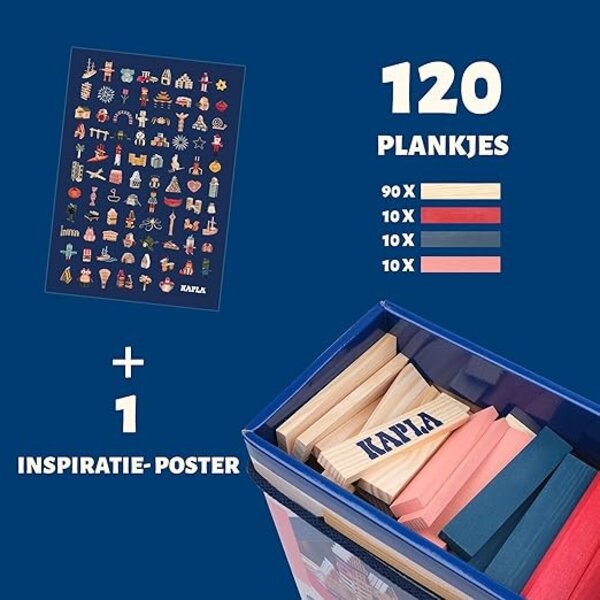 Kapla  Kapla - 120 box  90 natural + 30 gekleurde plankjes