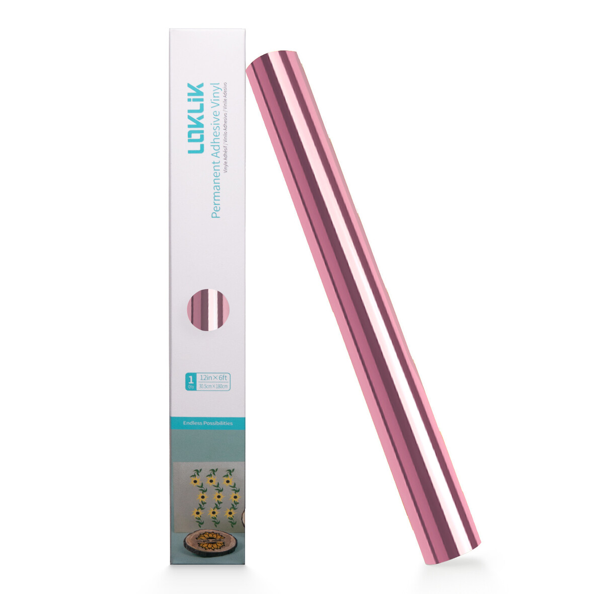 LOKLIK Permanent Adhesive Vinyl Mirror Metallic -  Rose Gold - 30.5 x 180 cm