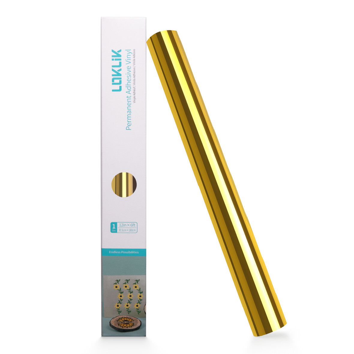 LOKLIK Permanent Adhesive Vinyl Mirror Metallic - Gold - 30.5 x 180 cm