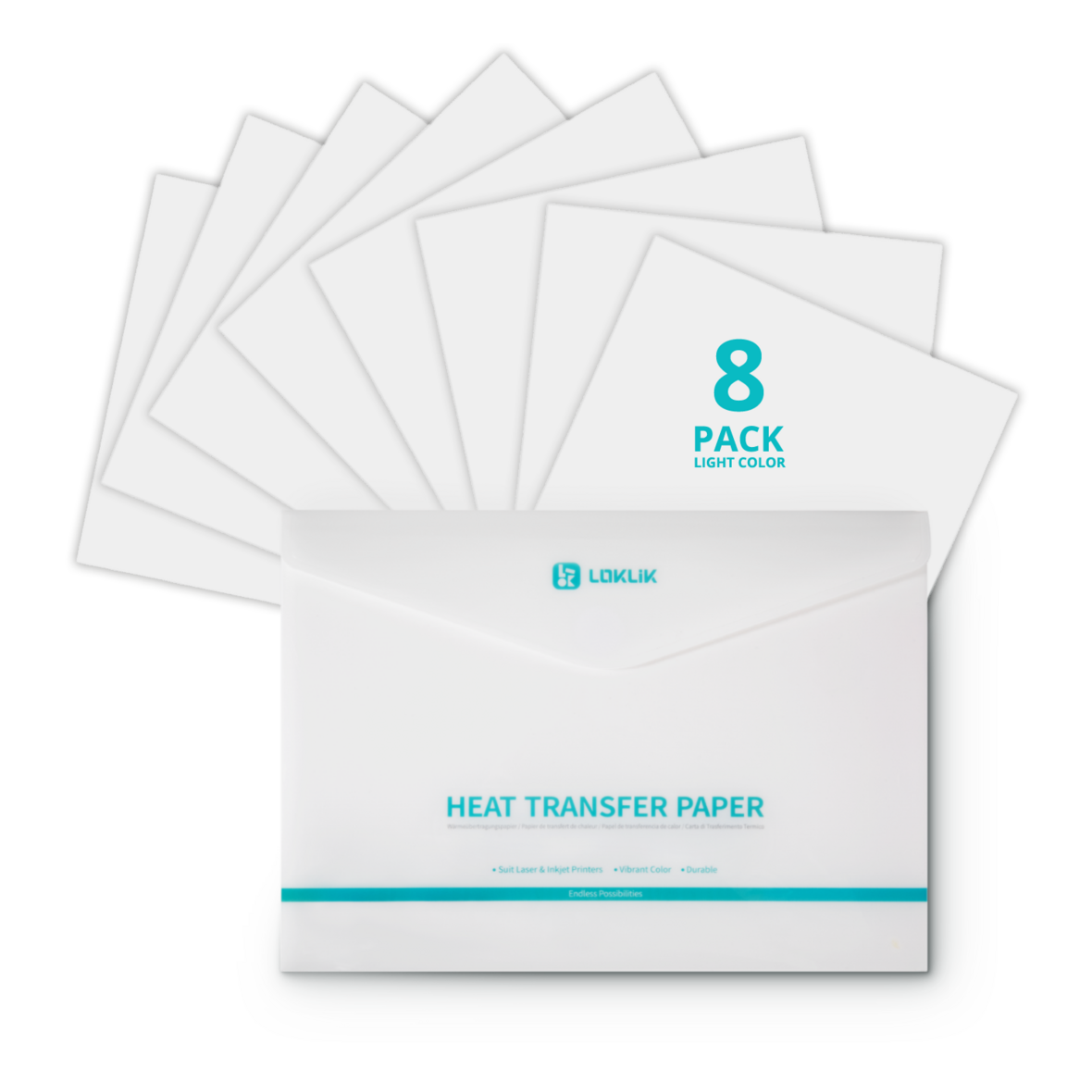 LOKLIK Heat Transfer Paper Sheet - Light - 8 Pack