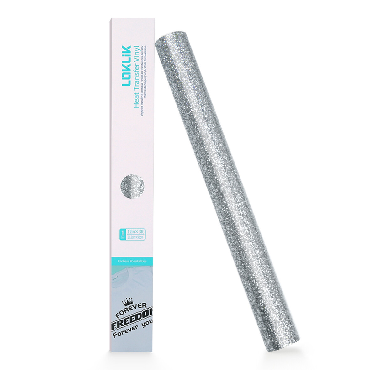 LOKLIK Heat Transfer Vinyl Glitter - Silver - 30.5 x 90 cm