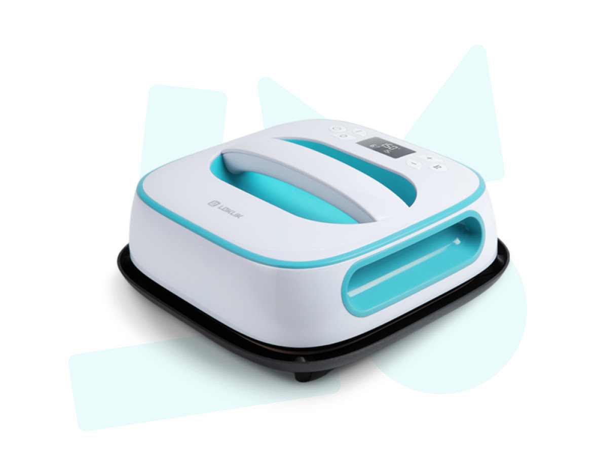 A LOKLiK Easy Heat Press in LOKLiK Blue