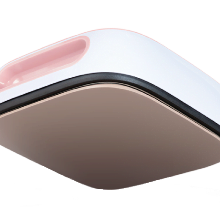 A floating LOKLiK Easy Heat Press in Romance Pink so  you can see the ceramic-coated heating plate.