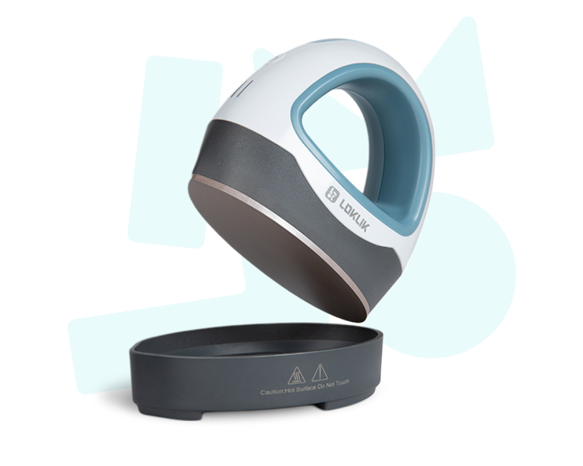 A LOKLiK Mini Heat Press in Denim Blue