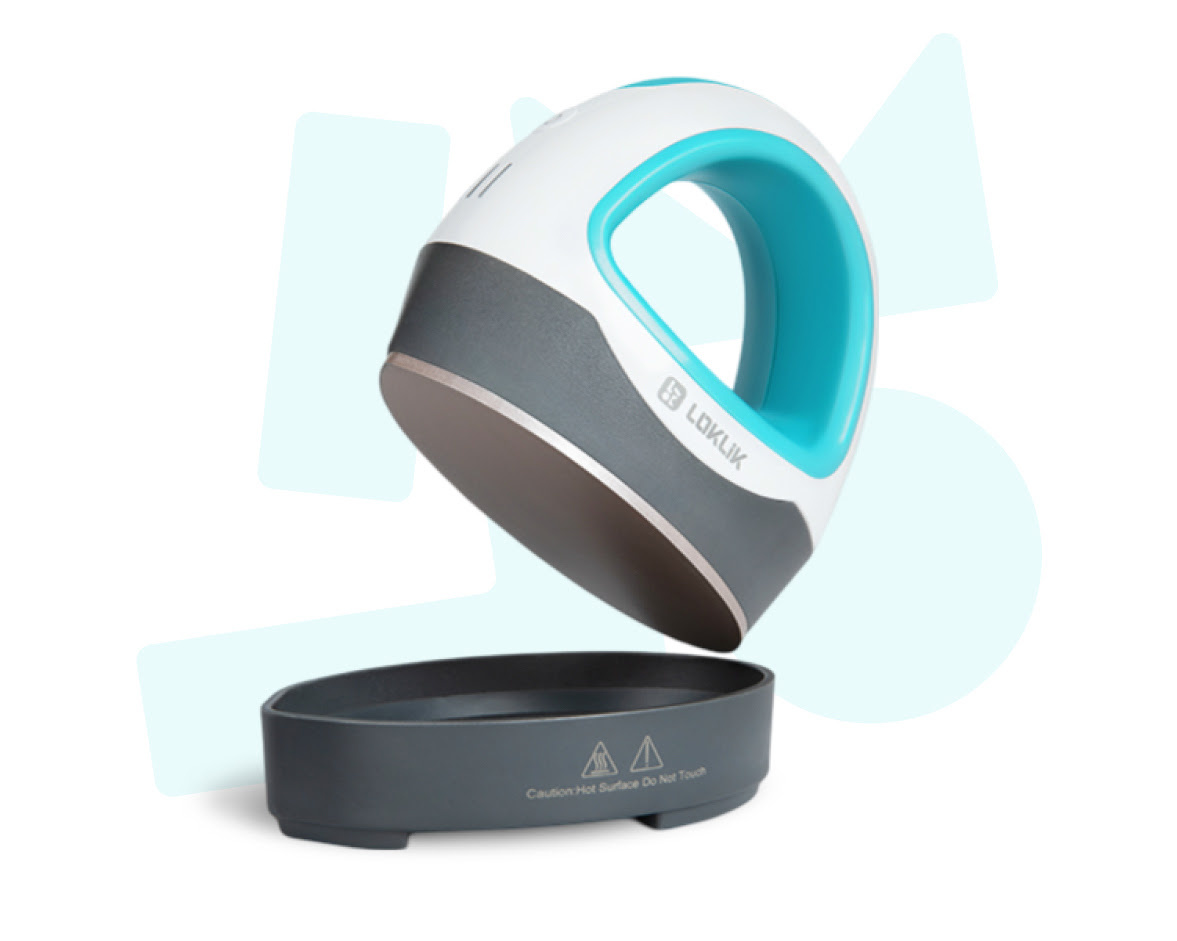 A LOKLiK Mini Heat Press in LOKLiK Blue