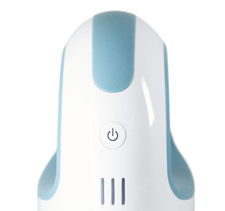 Frontal view of a LOKLiK Mini Heat Press in Denim Blue.