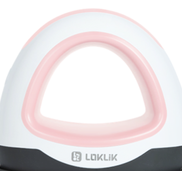 Side view of the handle of a LOKLiK Mini Heat Press in Romance pink.