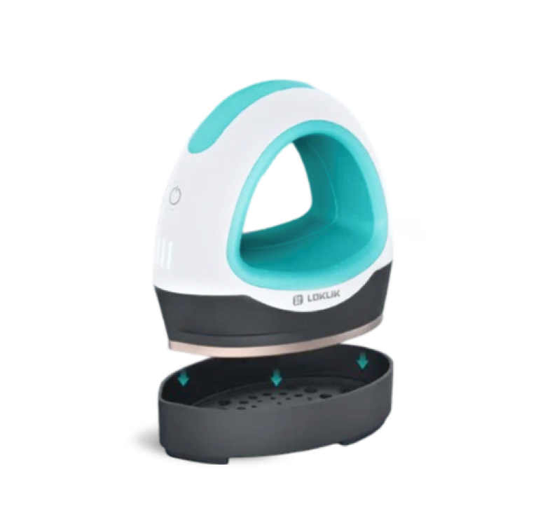 LOKLiK Mini Heat Press raised from its safety base.