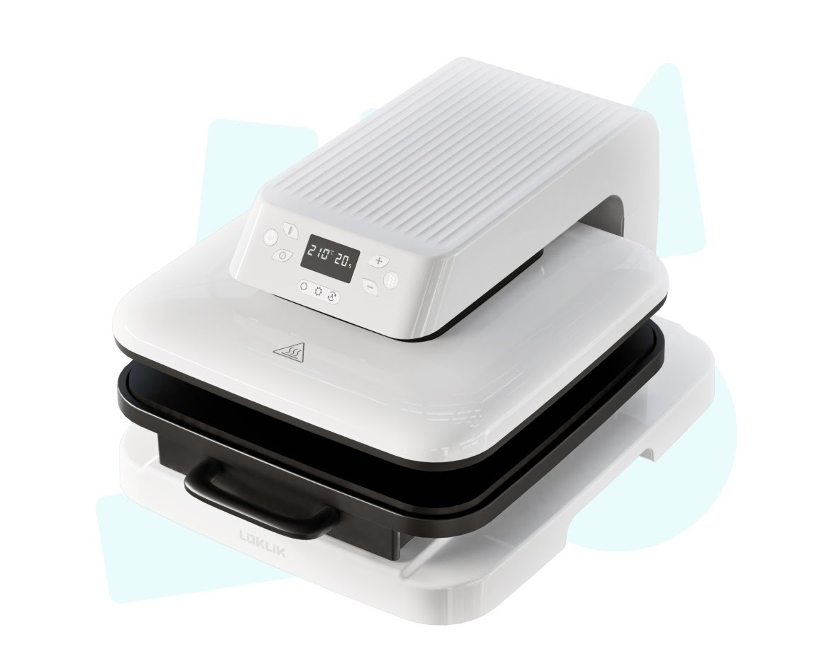 A LOKLiK Auto Heat Press in LOKLiK White