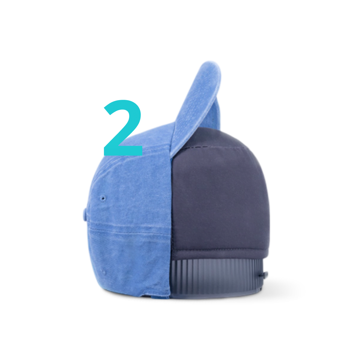 Blue cap positioned on the ironing gmat and pressing lid.