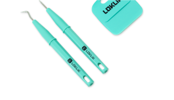 Weeding tools and a scraper at 45 degree an angle.