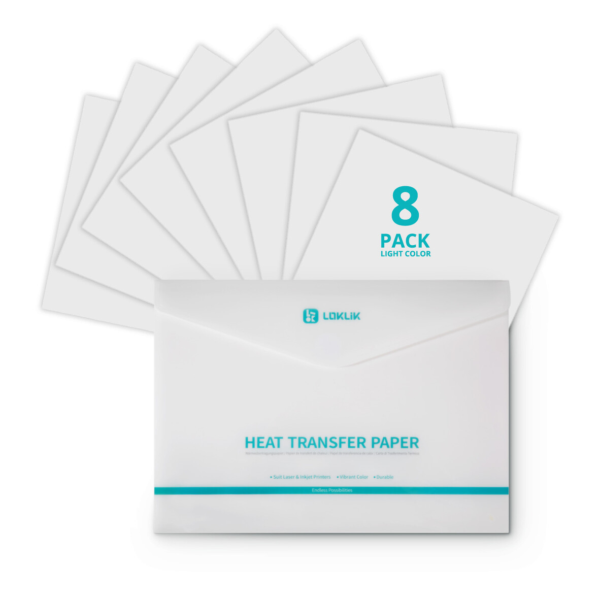 LOKLIK Heat Transfer Paper Sheet - Dark - 8 Pack