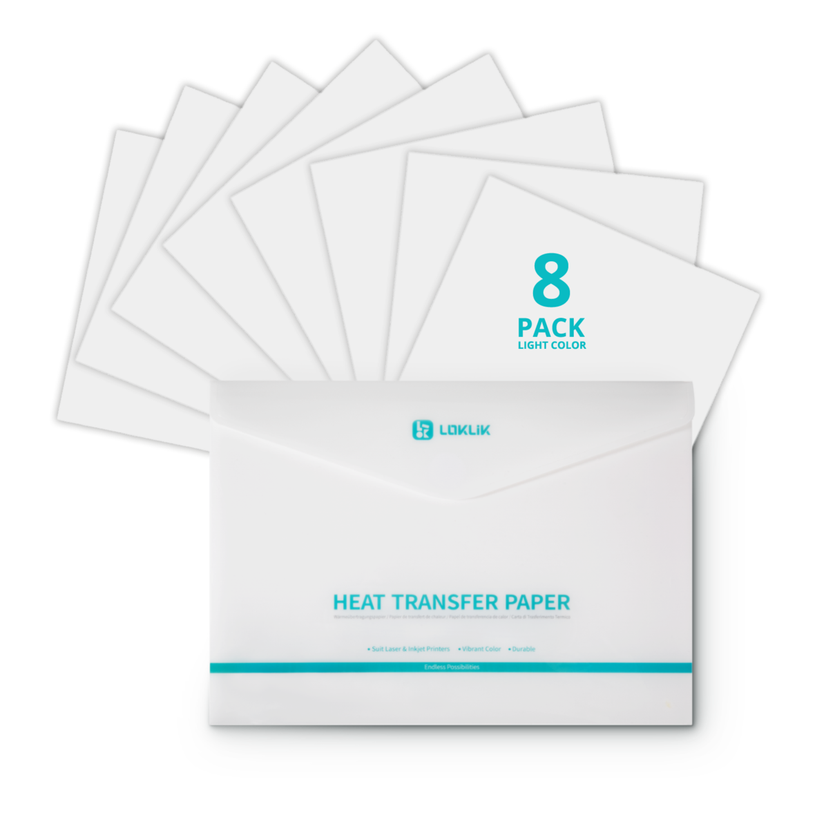 LOKLIK Heat Transfer Paper Sheet - Light - 8 Pack