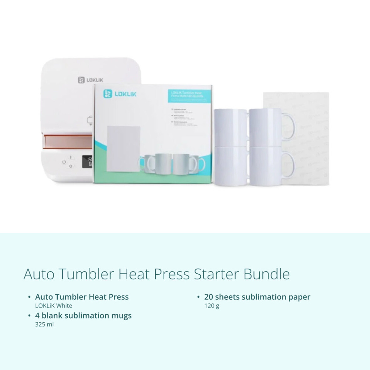 LOKLIK Auto Tumbler Heat Press - LOKLiK White