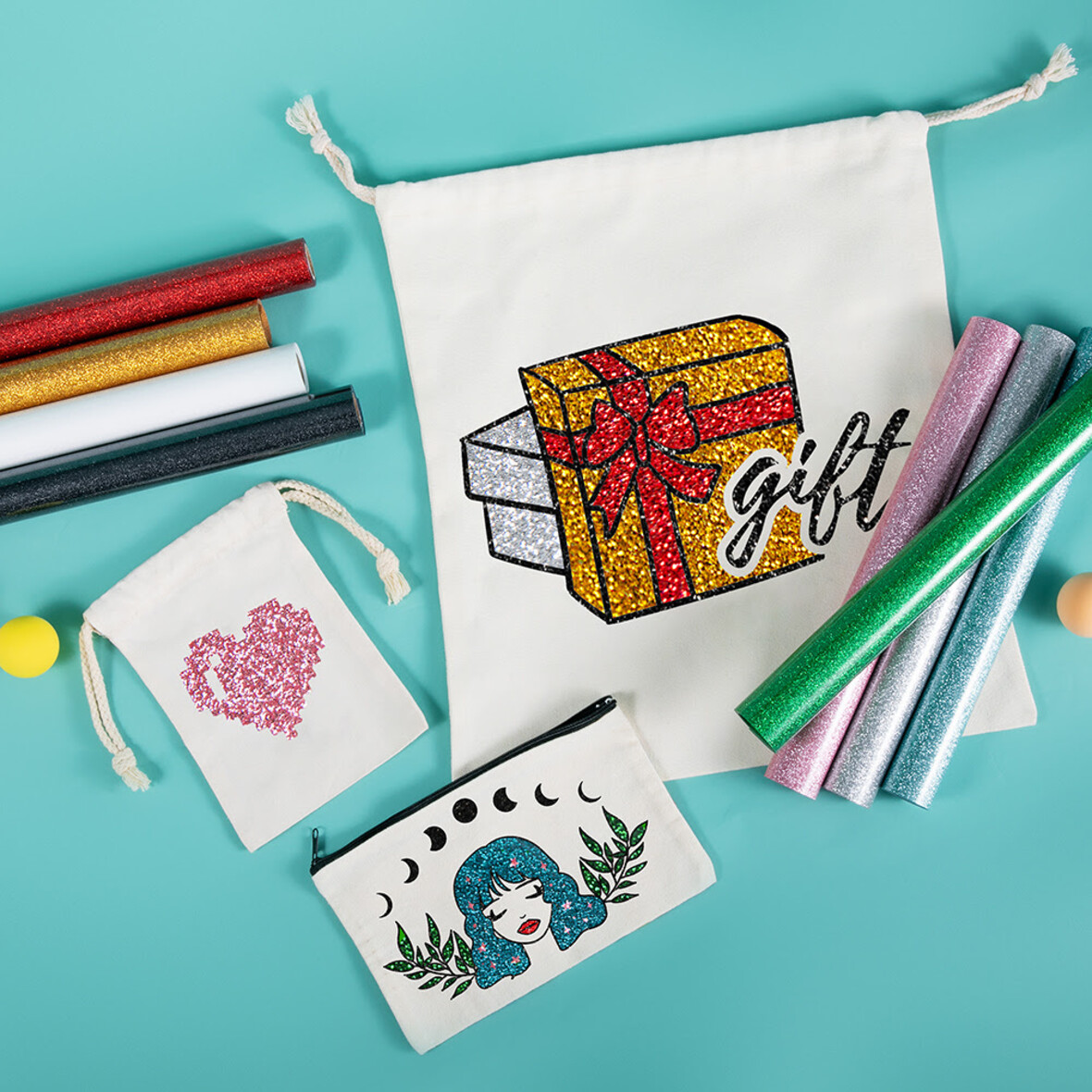 LOKLIK Heat Transfer Vinyl Glitter - White - 30.5 x 90 cm