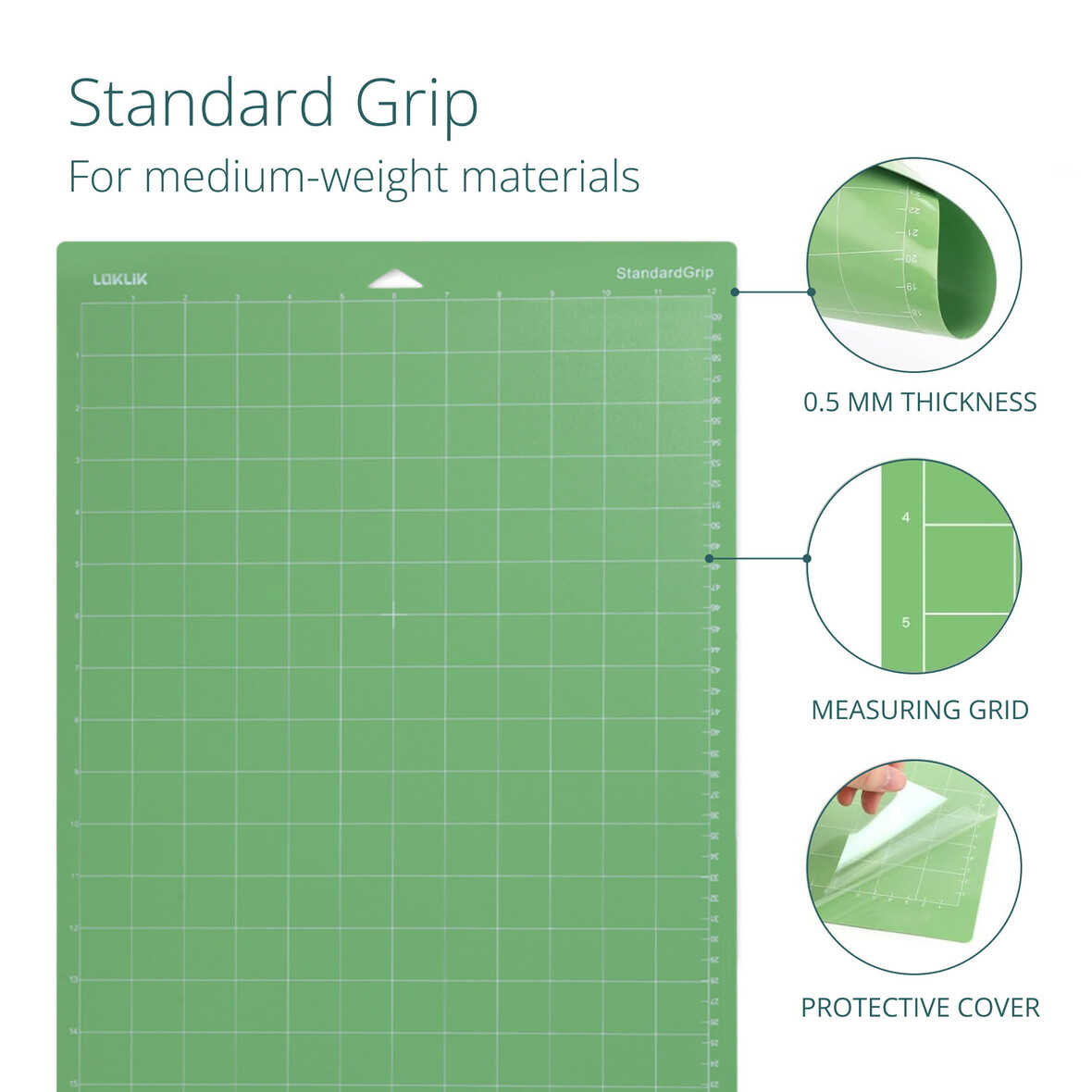 LOKLIK Cutting Mat 3 Pack - Green Standard Grip 30.5 x 61cm