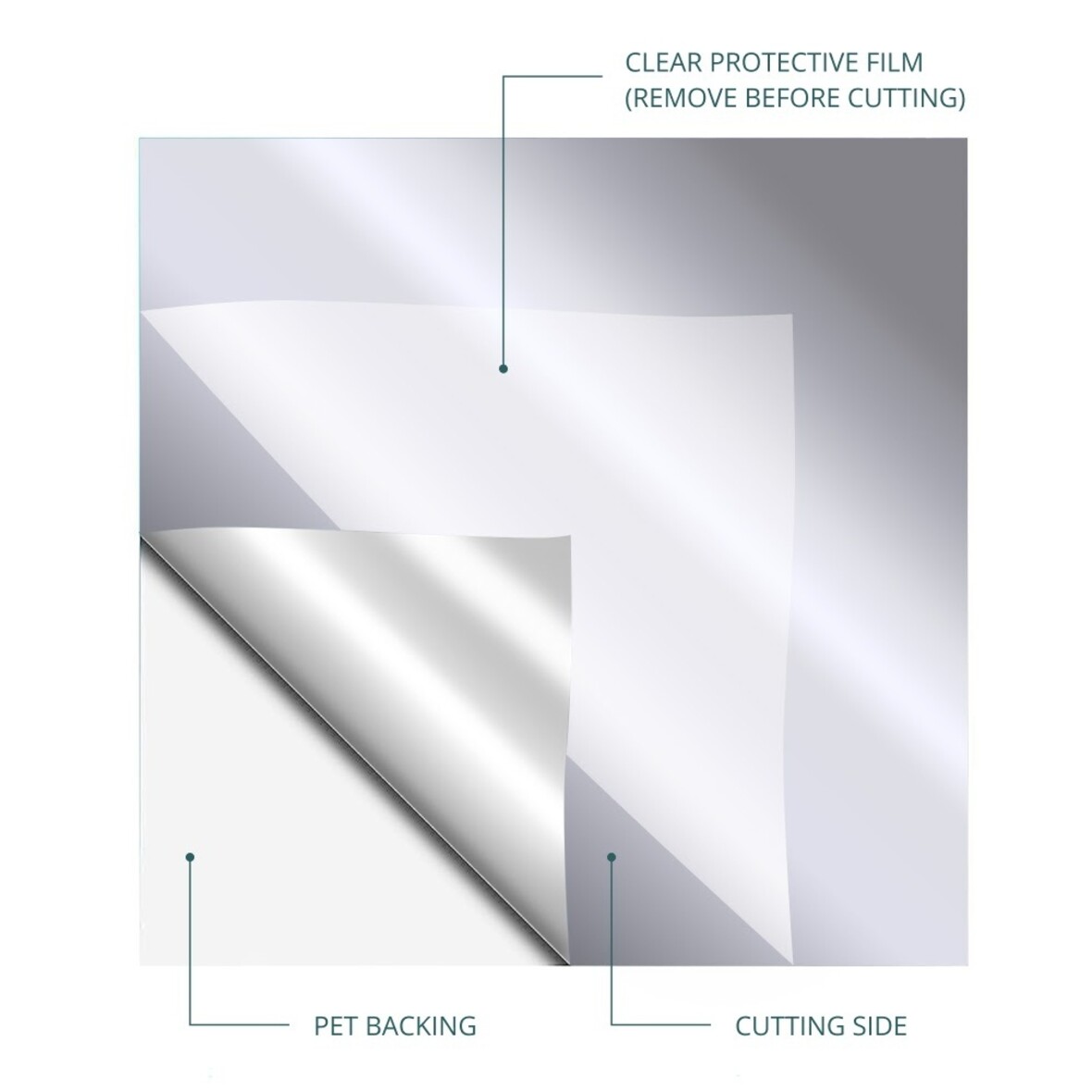 LOKLIK Permanent Adhesive Vinyl Mirror Metallic - Silver - 30.5 x 180 cm