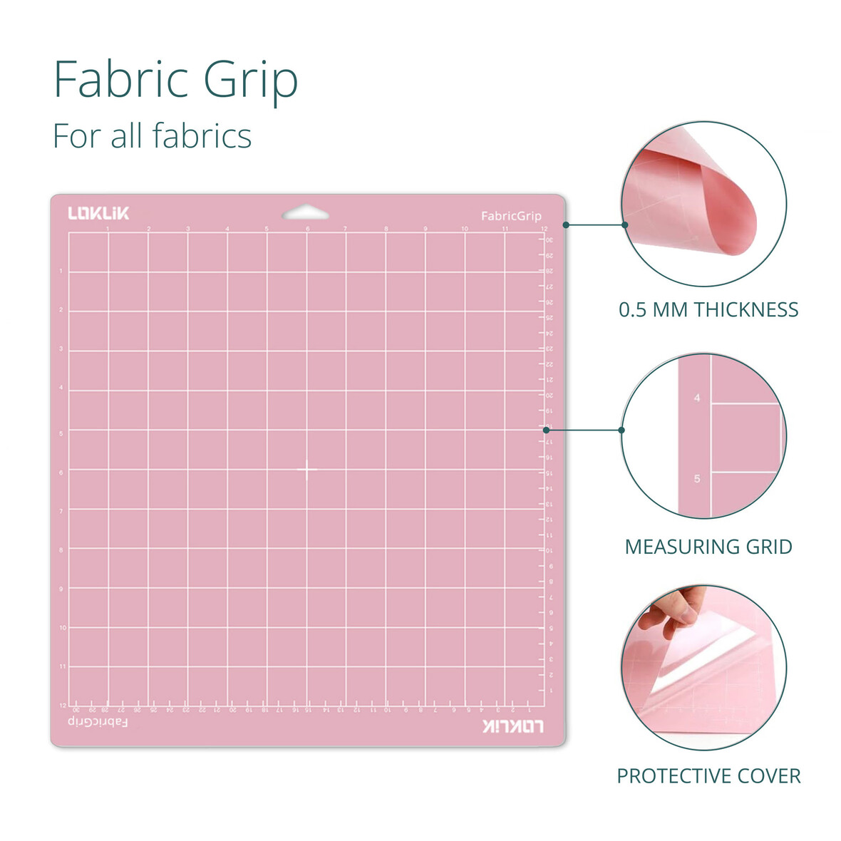 LOKLIK Cutting Mat 3 Pack - Pink Fabric Grip