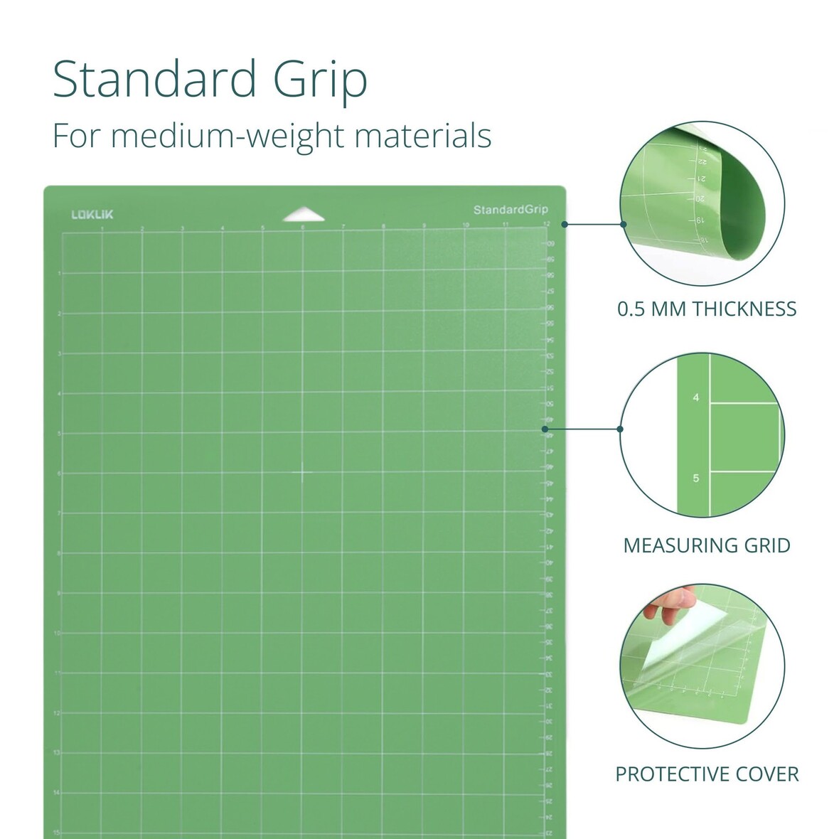 LOKLIK Cutting Mat 3 Pack - Green Standard Grip 30.5 x 61cm