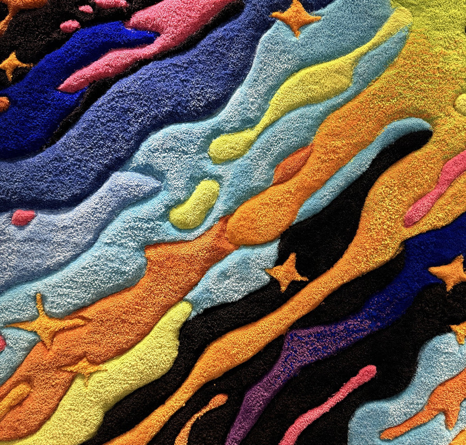 Close-up of a tufted rug.