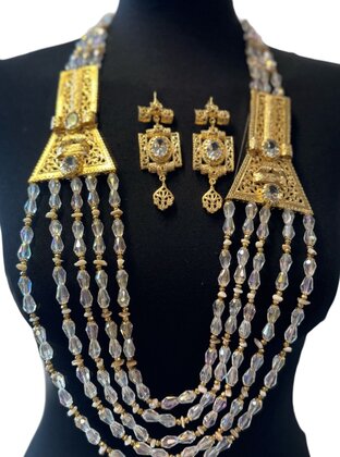 Halsketting Huda Goud /Transparant