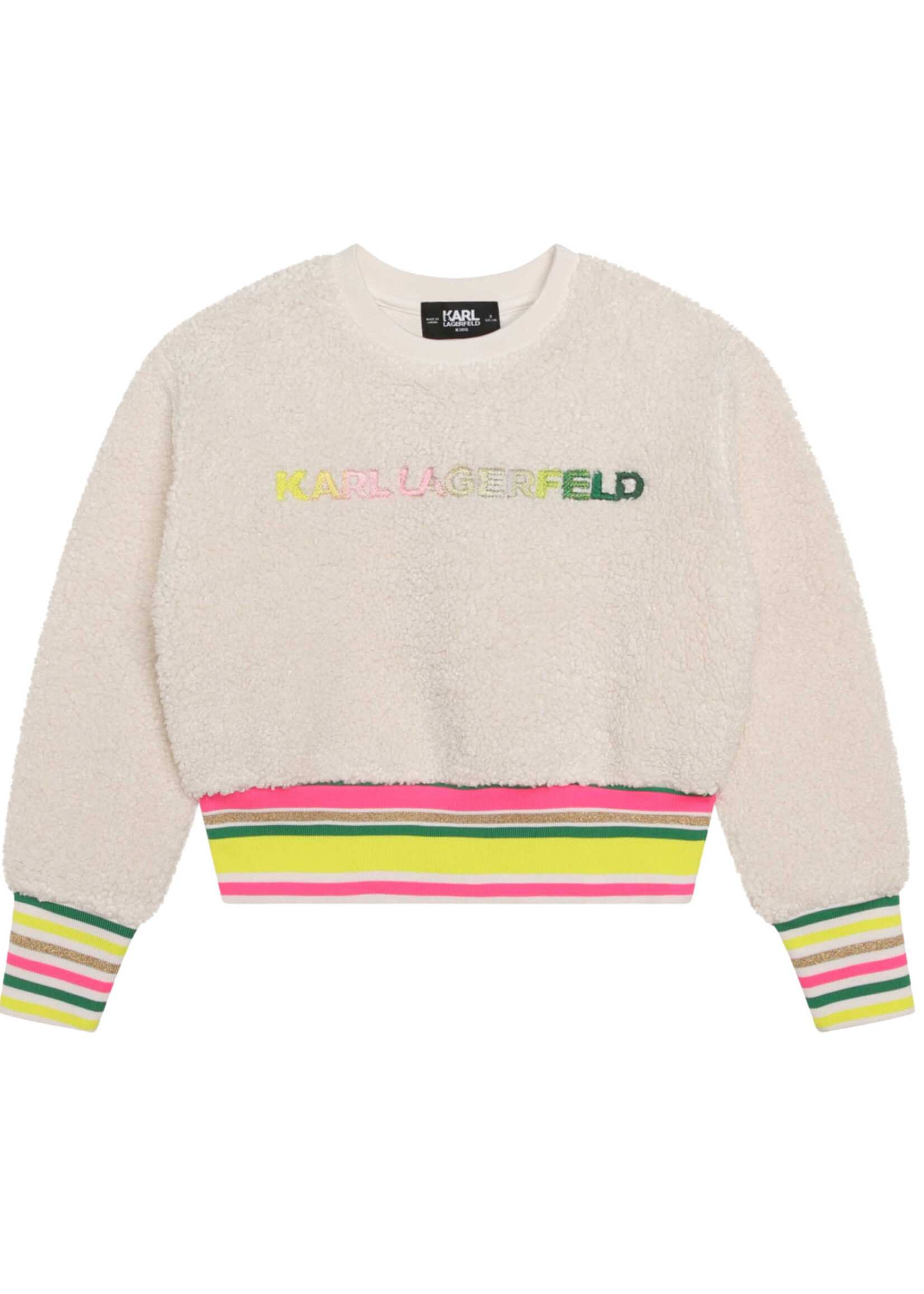 Karl Lagerfeld Fluffy Fleece sweater met borduurwerk